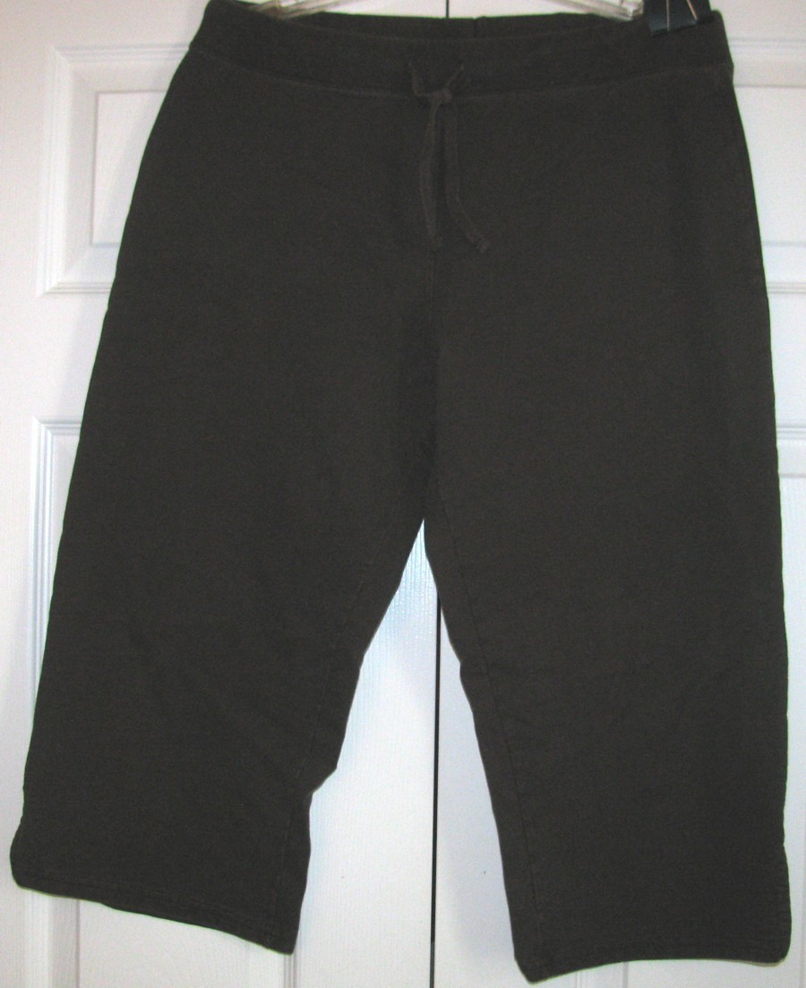 BROWN CROPPED Cotton Poly Knit PANTS Size L Hanes - $9.99