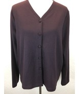 S15 Eileen Fisher Sz M Made In USA 100% Wool Brown Cardigan Sweater - $16.92