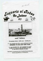 Taqueria el Rodeo De Jalisco Menu Colony Drive San Antonio Texas  - £9.30 GBP