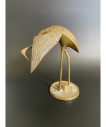 Vintage Mid Century Modern Solid Brass Crane Egret Sculpture Statue Figu... - £20.17 GBP