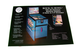 ROCK-N-BOWL Original Bowling Pins Redemption Arcade Game Sales Flyer Promo - £13.89 GBP