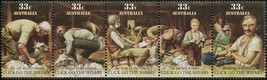 Australia 1986 SG1014a Click Go The Shears strip of 5 MNH - $1.76