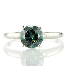 Blue Diamond Solitaire Engagement Ring Round SI1 Treated 14K White Gold 1.63 ct - £1,738.27 GBP