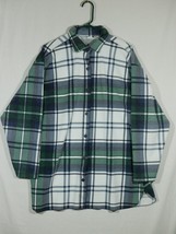 Vintage Green White Plaid Long Sleeve Button Up Shirt Size 22/24 Comfy - $9.99