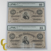 Plein De 2 Séquentiel 1864 Confédéré Classé Par PMG Comme Ch VF-35 &amp; XF-... - €474,65 EUR