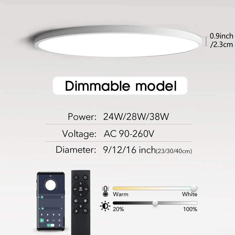 0.9inch Smart lamp Led ceiling lamp APP/ Remote Control Dimmable Indoor lighting - £167.03 GBP