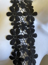 1 Yard Black Venice Floral Double Scalloped Venise Lace Trim 4” - $2.99