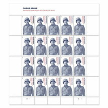 USPS New Go for Broke: Japanese American Soldiers fo WWII Pane of 20 - $24.19