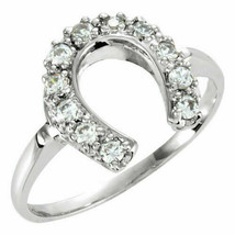 0.5ct Round Simulated Diamond Horse Shoe Lucky Ring 14k White Gold Plated - £62.86 GBP