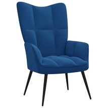  Relaxing Chair Blue Velvet (100% polyester), steel Medium - $2,858.70 MXN