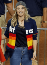 Kate Upton Rainbow Stripe Blue Bomber Jacket - £86.37 GBP