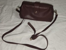 Brown Clamshell Clutch Shoulder Bag Purse Womens Lether Look - £10.17 GBP