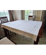 Vintage Square Linen Tablecloth Floral Embroidered 43&quot; x 43&quot; Circa 1940s - $12.99