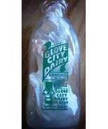 Glove City Dairy Glass Milk Bottle Square Quart Rare Green Print 5 Stars... - $1,330.48 MXN