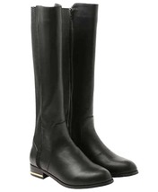 Kensie Mujer Negro O Topo PU Marrón Tayson Rodilla Alto Botas de Montar Nib - $33.79+