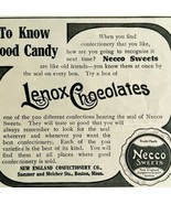 1906 Necco Sweets Lenox Chocolates Advertisement Candy Ephemera 3.75 x 4.5&quot; - $19.99