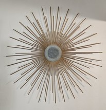 Sunburst Brass Brutalist Style Wall Sculpture Art 29&quot; W x 29&quot; H - $54.23