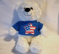 Dan Dee White Bear 2015 American Flag Star T-Shirt 15&quot; - BC - £15.55 GBP