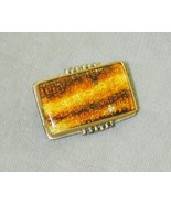 Unusual Artisan Modernist Pin Brooch Signed Gold Tone Cloisonné ? - $757.80 MXN