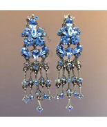 Vintage silver tone blue  AB dangle earrings - €34,30 EUR