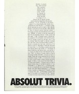 Absolut Trivia Ad - New out of Magazine - £6.28 GBP