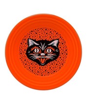 USA FIESTA Fiestaware Porcelain Halloween Black Cat Poppy Orange Luncheon Plate - £23.21 GBP