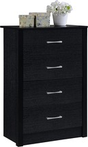 Hodedah 4-Drawer Chest In Black Dresser, 40.3 In. H X 27.5 In. W X 15.5 In. D - £124.51 GBP