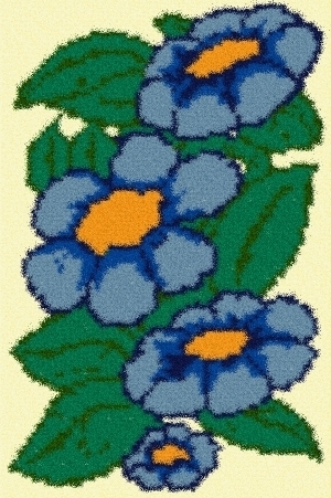 Latch Hook Rug Pattern Chart: BLUE ASTERS - EMAIL2u - $5.75