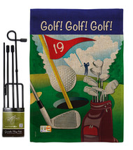 Golf!, Golf! Burlap - Impressions Decorative Metal Garden Pole Flag Set GS109043 - £27.06 GBP
