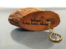 Vintage Wooden Keyring Sebago Keychain Long Lake Ancien Porte-Clés Maine Usa - £7.34 GBP