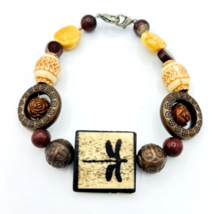Tribal Stone Wood Dragonfly BOHO Bracelet - £12.45 GBP