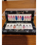 Two Sets Stiletto Almond Shape Ombre Sparkle Press On Nails W/ File Glue... - $14.01