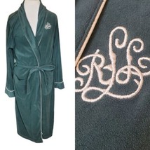 Y2K Lauren Ralph Lauren Dark Green Monogram Velour Robe Mens S/M Shawl Collar - £55.95 GBP