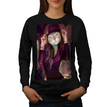 Wellcoda Kitty Girl Cute Face Fancy Womens Sweatshirt - £27.85 GBP+