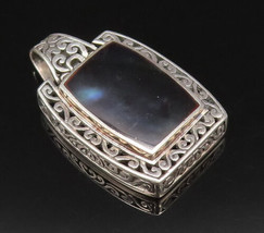 925 Silver - Vintage Inlaid Mother Of Pearl Swirl Scroll Pendant - PT21711 - £57.95 GBP