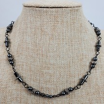 Vintage Elegant Gray Meta Bead Necklace 18 Inch - £9.77 GBP