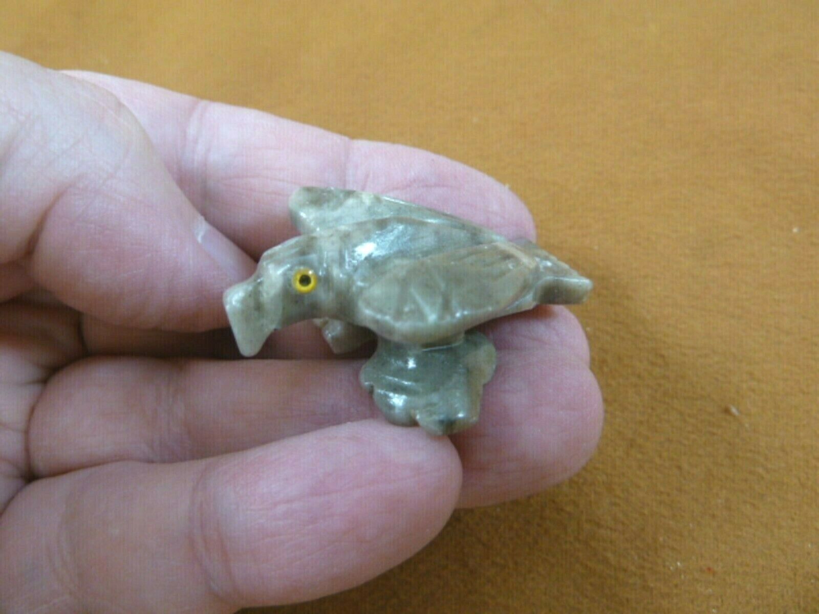 (y-bir-ea-56) baby gray Eagle soapstone Gemstone gem CARVING PERU love e... - $8.59