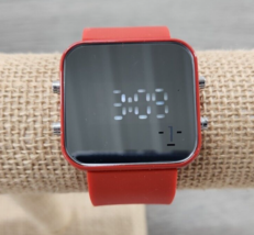 1:Face Square Digital Watch Charity Disaster Victims Red Case &amp; Silicone... - $24.18