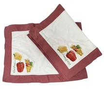 Winnie the Pooh Cotton Placemats Embroidered Bell Peppers Red Trim Disne... - £22.82 GBP