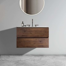 30&quot; Walnut Floating Bathroom Vanity with Sink - $432.99