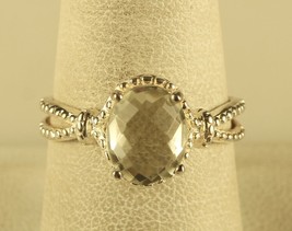 Vtg Sterling Silver STS Oval ct CZ Cross Over Rope Accent Solitaire Ring 8 1/4 - £38.83 GBP