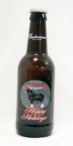 VINTAGE 14&quot; HUGE  Budweiser Happy Holidays Empty Glass Novelty Beer Bottle - £38.91 GBP