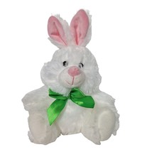 American Greetings White Easter Bunny Rabbit Plush Green Bow Stuffed Ani... - £16.69 GBP