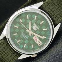 SEIKO 5 AUTOMATIC MENS WATCH REFURBISHED JAPAN MADE GREEN DIAL CUSTOM a4... - $44.99