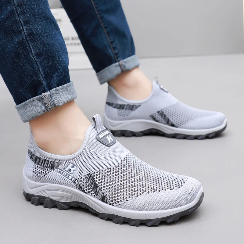 Men s casual breathable mesh shoes running work slip on sneakers thumb200