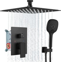 Aolemi Ceiling Mount 12 Inch Matte Black Shower System Rain Shower Head With Abs - £148.71 GBP