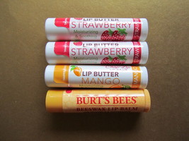 Lot of 4 New Lip Butter Chap-Lip Balm Strawberry Mango Burt’s Bee Lip Balm 0.15  - £7.92 GBP