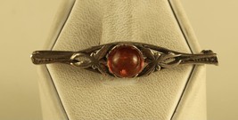 Vtg Sterling Signed 925  Round Baltic Amber Stone Bar Stick Pin Brooch - £29.46 GBP