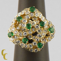 Authenticity Guarantee 
2.60 carat Diamond and Emerald 18k Yellow Gold Cockta... - £3,310.74 GBP