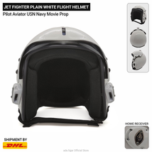 Jet FIghter Plain White Flight Helmet of USN United States Navy Movie Prop - $400.00